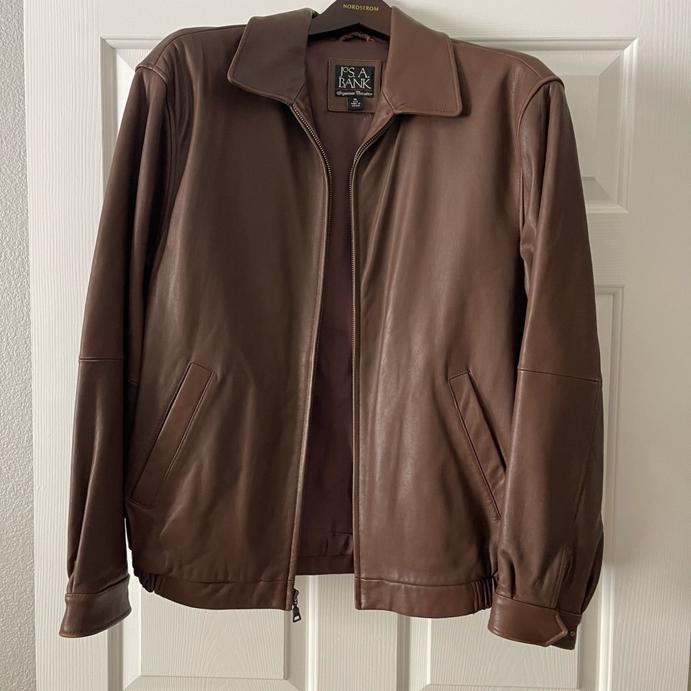 JoS A Bank Men's Brown Leather Jacket